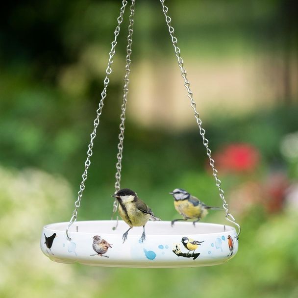 Vogeltränke mit Gartenvogel-Motiven (Myrte)