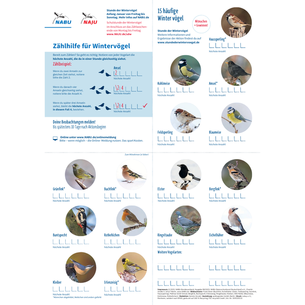 Zählhilfe Stunde der Wintervögel (Digital)