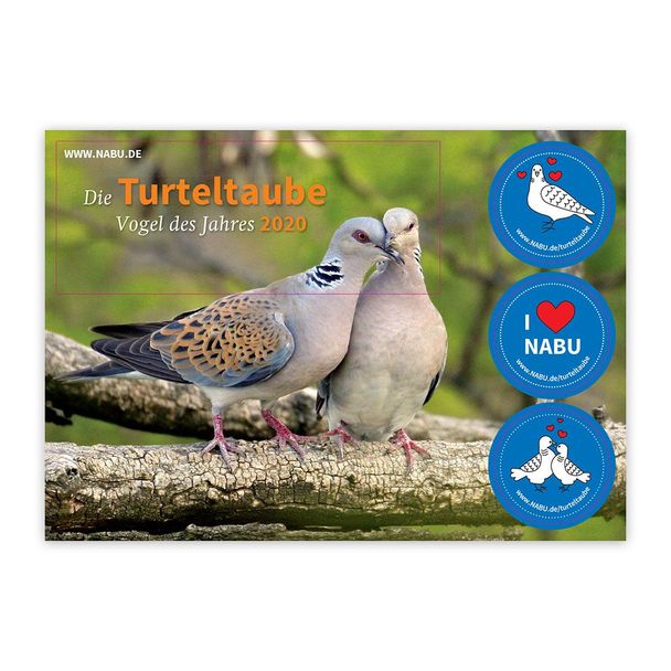 Aufkleberpostkarte "Die Turteltaube – Vogel des Jahres 2020" (Digital)