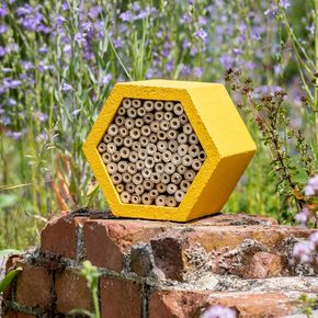 Holzbeton-Insektenhotel ‚‚Mathias‘‘, gelb